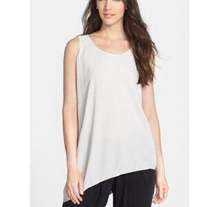 New w/Tags - Eileen Fisher Silk Georgette Crepe Side Drape Shell, Bone, Med
